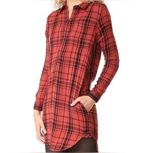 Sundry 2‎ gauze weight plaid tunic blouse cotton casual dress